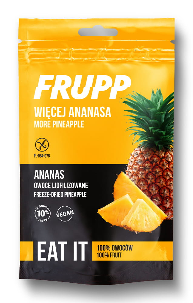 FRUPP Ananas owoce liofilizowane plastry bezglutenowe kawałki 15g Celiko