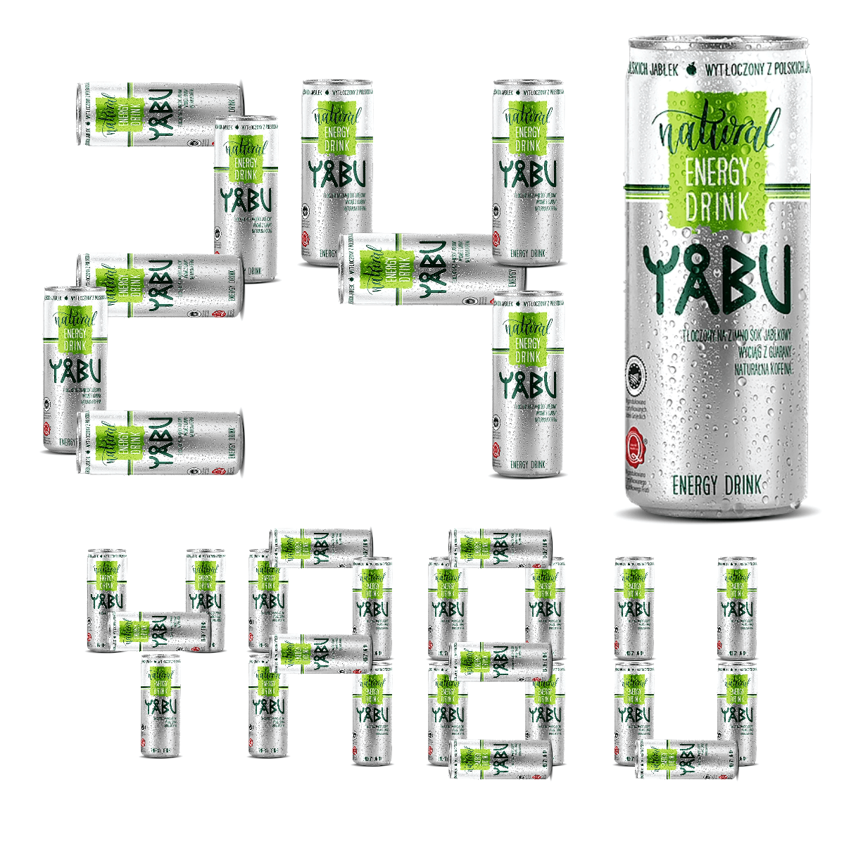 24 x YABU - Natural Energy Drink jabłkowy 250 ml