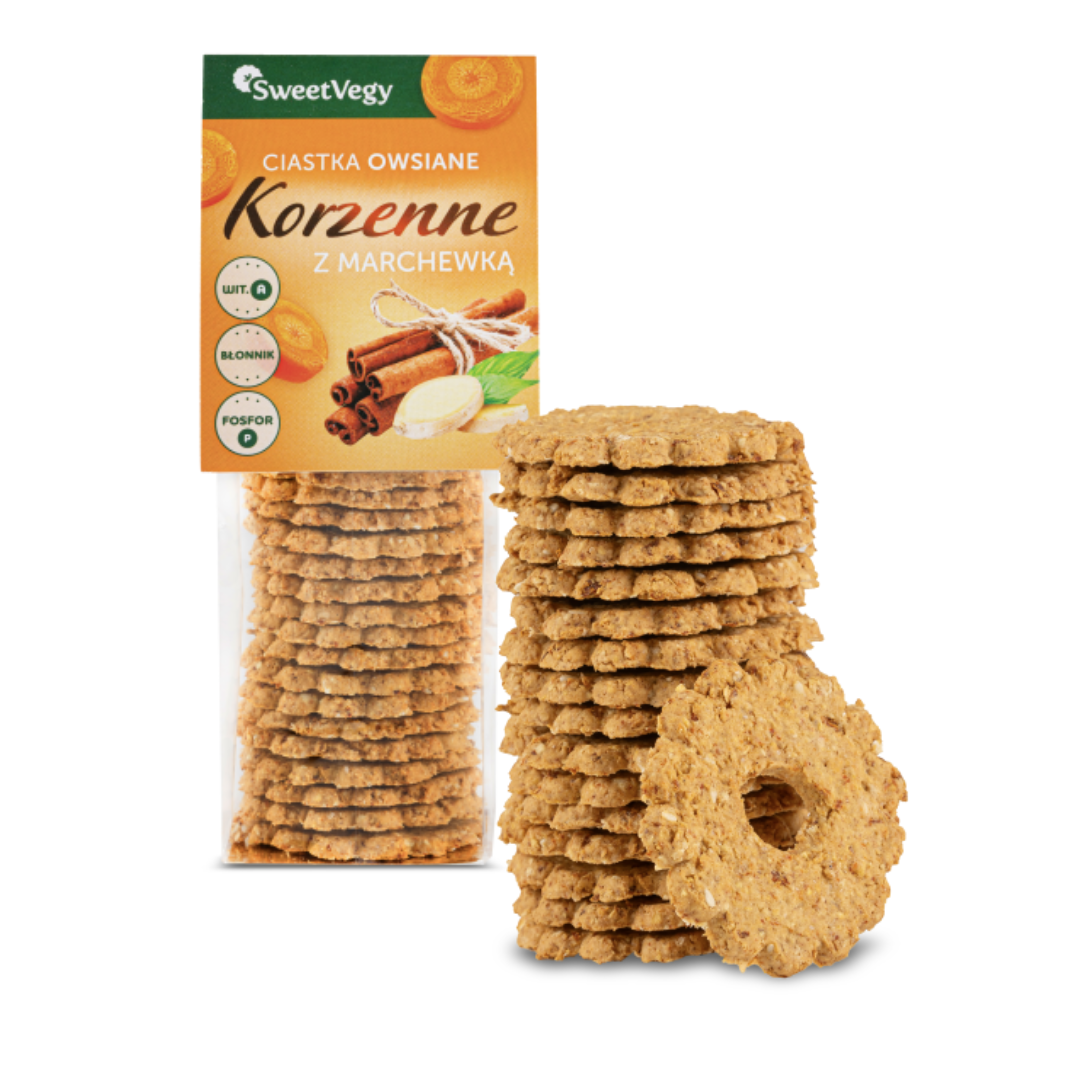 Ciastka owsiane korzenne z marchewką 100g SweetVegy