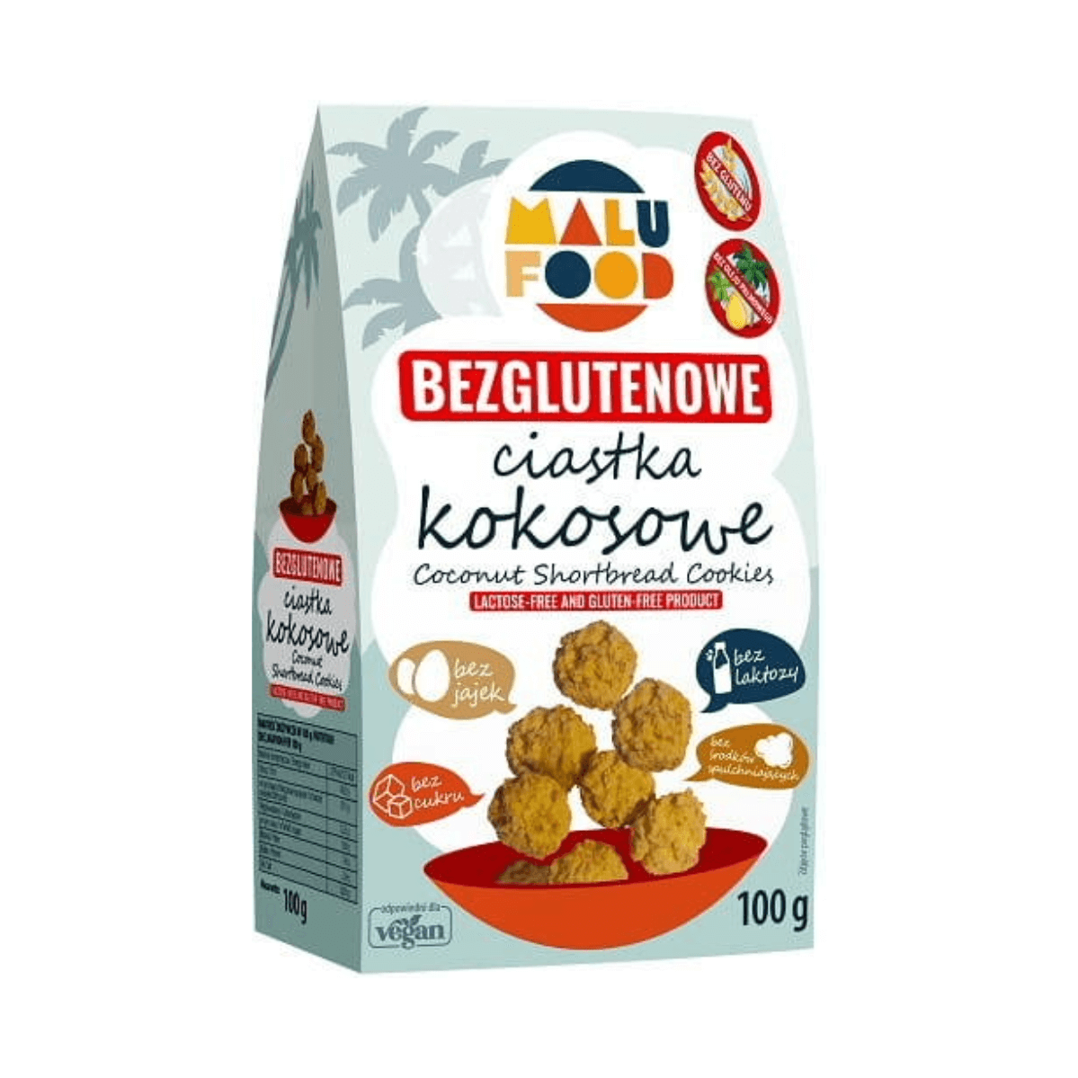 Ciastka kokosowe Bezglutenowe bez cukru 100 g Malu Food