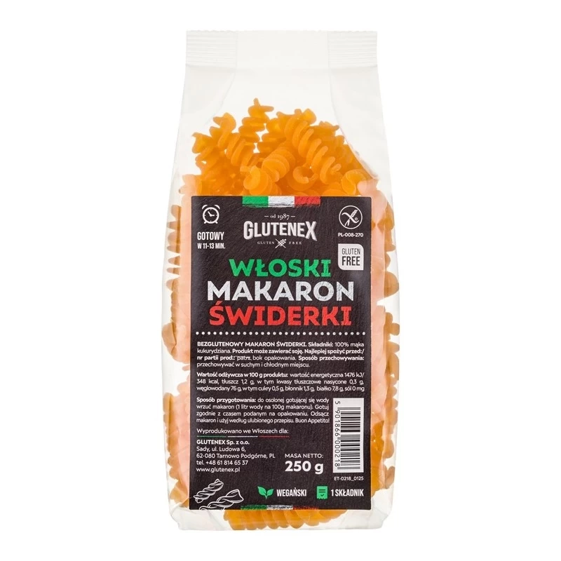 Włoski makaron świderki 250g Glutenex