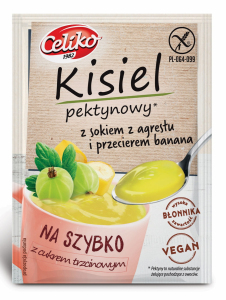 Kisiel pektynowy z sokiem z agrestu i przecierem banana bezglutenowy 20g Celiko