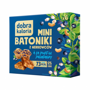 Mini batoniki z nerkowców ALA tarta muffin jagodowy Dobra Kaloria