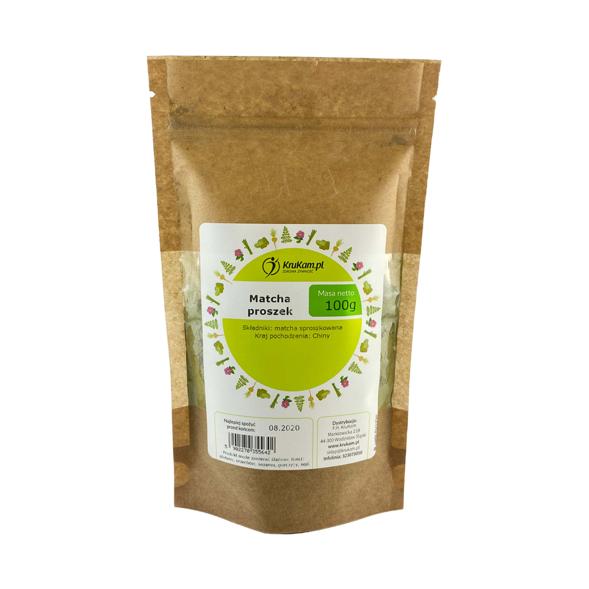 Matcha proszek zielona herbata 100g Krukam.jpg