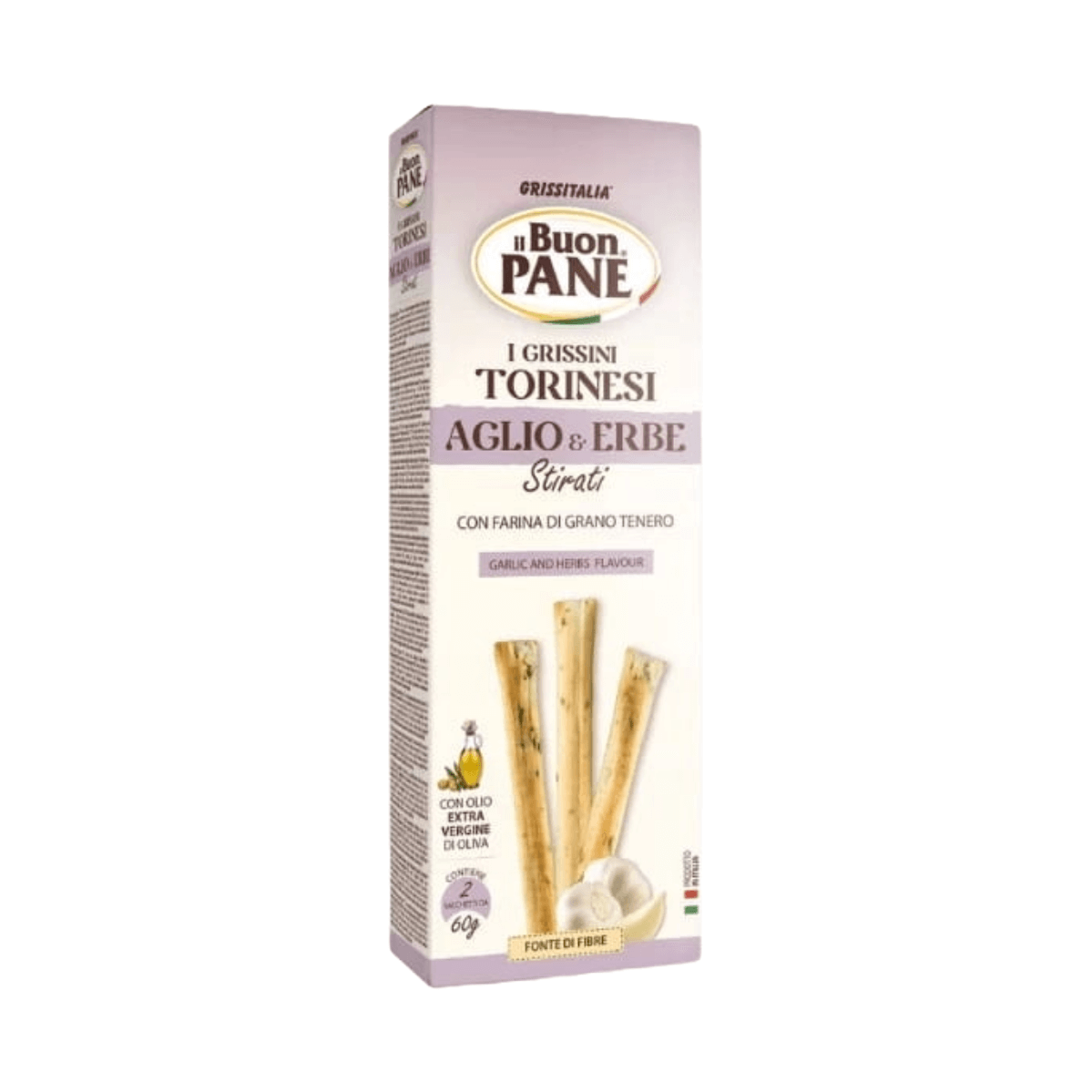 Grissini paluszki chlebowe czosnek i oliwa, 120g Grissitalia.png